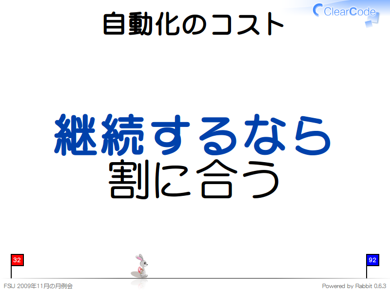 自動化のコスト
継続するなら
割に合う