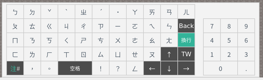 スクリーンショット 中国語(繁体字)キーボード